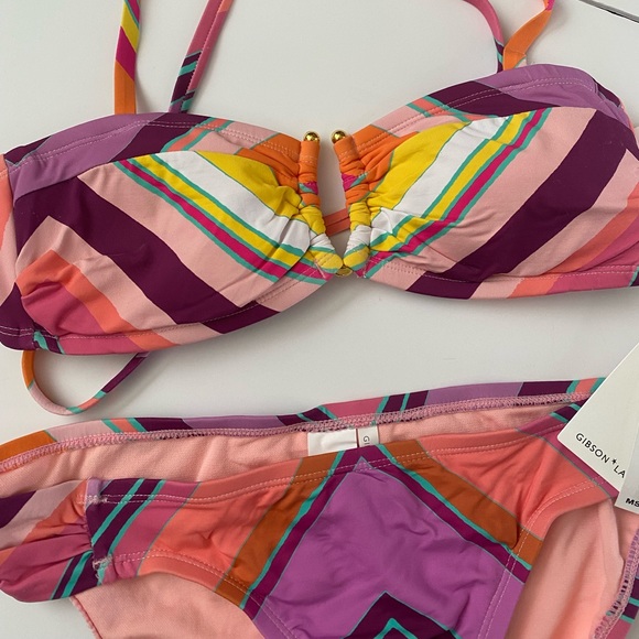 NWT Gibson Latimer Chevron U-Wire Bandeau 2 piece Bikini size small - Picture 10 of 12